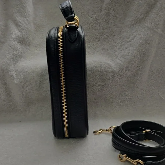 Coach Black Leather Phone Crossbody with Gold Accents - Picture 4 of 6